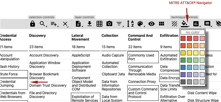 ¿Que es MITRE ATT&CK Navigator? seleccion de color fondo ¿Que es MITRE ATT&CK Navigator? seleccion de color fondo